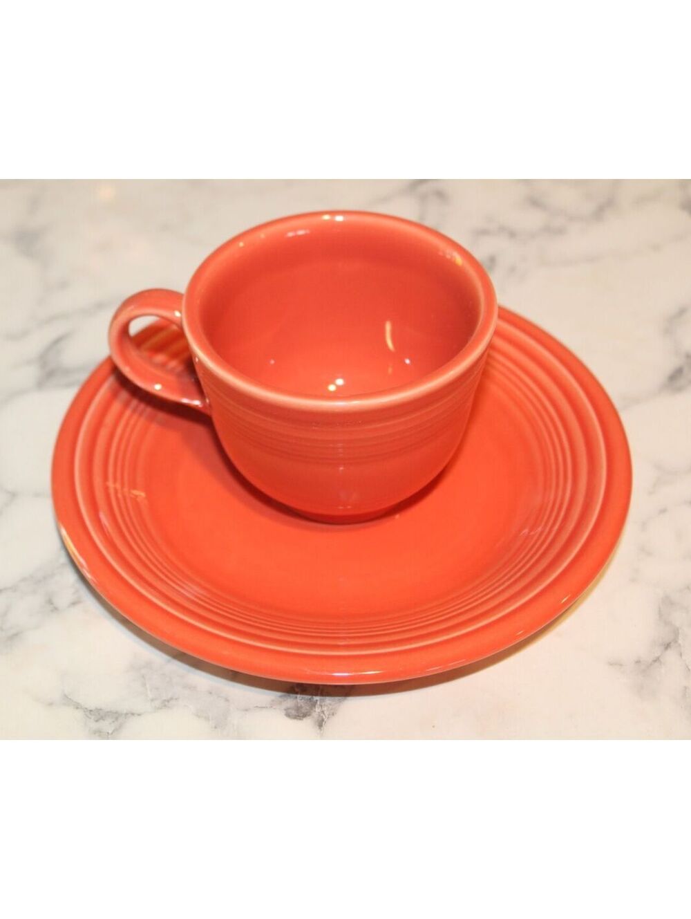 Fiesta Coral Cup & 7.25" Plate Set Homer Laughlin USA